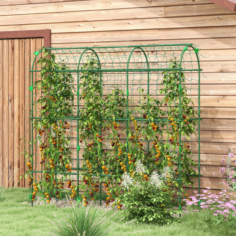 Tall Metal Garden Arch Trellis with Climbing Net Ideal for Outdoor Plants Support Black AOSOM