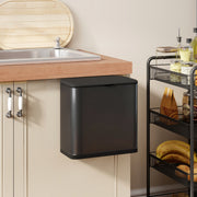 8L Hanging Kitchen Bin with Lid and Removable Bucket for Cabinets or Under Sink Grey AOSOM