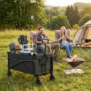 Folding Festival Trolley for Easy Garden and Picnic Transport 80L Capacity Black Outsunny