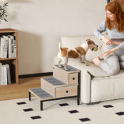 Dog Stairs with Storage and Non Slip Cover for Small Pets Ideal for Sofa or Bed Oak Tone AOSOM