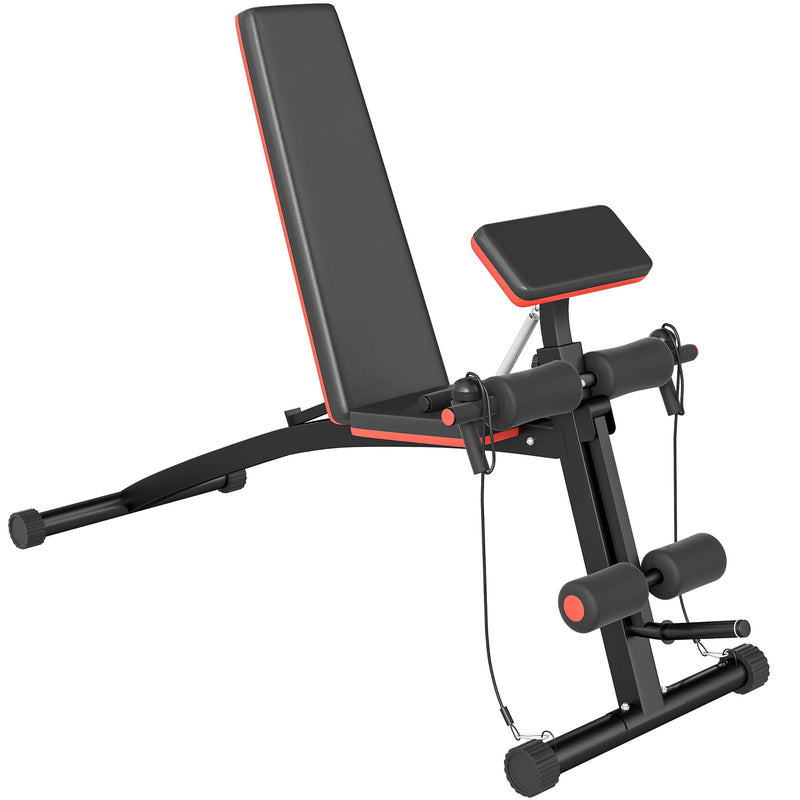 Foldable Adjustable Weight Bench for Strength Training and Sit Ups with Incline Red
