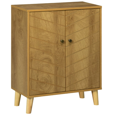 Vintage Wooden Storage Cabinet with Chevron Doors Ideal for Living Room or Bedroom