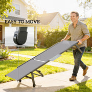 Outsunny Sun Loungers Set of 2 with Side Tray Table, Garden Recliners with 5-Position Adjustable Backrest, 2 Wheels, Grey AOSOM