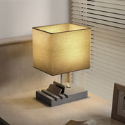 Modern Bedside Table Lamp with USB Charging Ports and Phone Holders for Bedroom Grey AOSOM