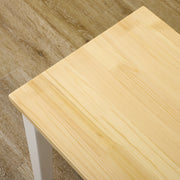 Farmhouse Dining Table and Bench Set with Sturdy Wooden Frame for Kitchen or Lounge Natural and White