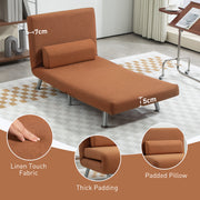 Single Linen Feel Sleeper Chair Comfortable Foldable Design by HOMCOM