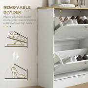White Narrow Shoe Cabinet with Flip Drawers and Adjustable Shelves for Hallway Storage AOSOM