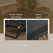 Black Folding Sun Loungers Set of 2 Adjustable Backrests and Face Canopies for Outdoor Use Black Outsunny