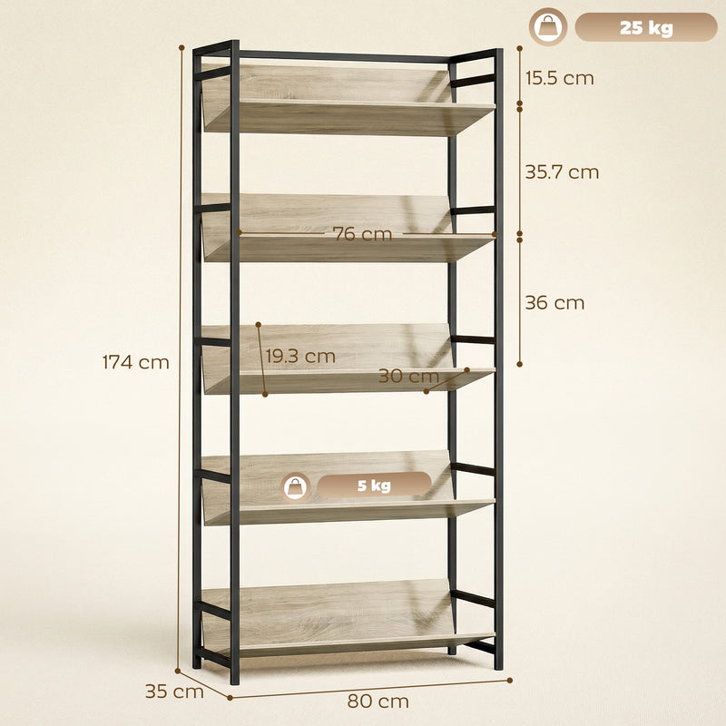 Bookcase Room Divider with 5 Shelves for Organised Storage Oak and Black