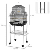 Tall Metal Bird Cage with Swing Perch and Tray for Budgies Finches Canaries, Black