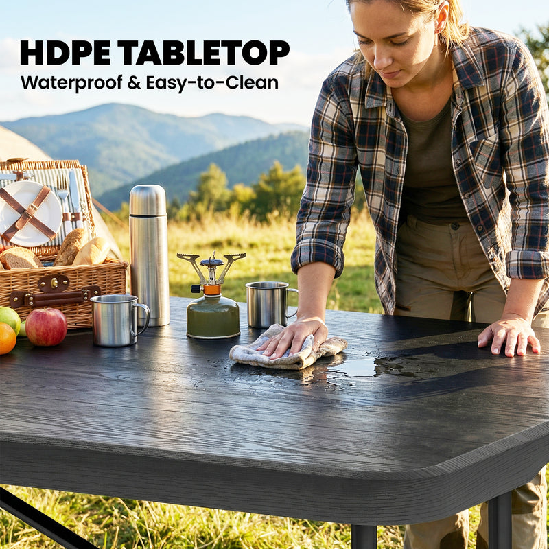 Folding Garden Table and 4 Chairs Set for Outdoor Dining and Easy Storage, Black Outsunny