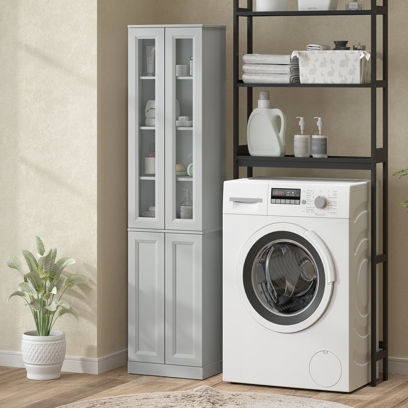 Slim Bathroom Floor Cabinet with Adjustable Shelves for Small Spaces Dusty Blue