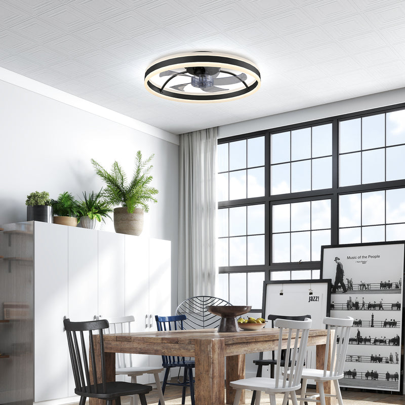 Ceiling Fan with Adjustable Light for Year Round Comfort and Quiet Bedroom Use Black AOSOM