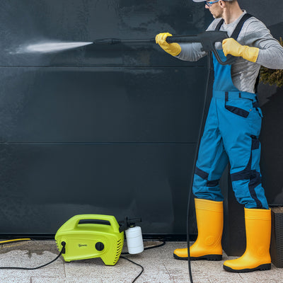 Portable 1600W Pressure Washer with Adjustable Nozzle and 6M Hose for Car and Patio, Green