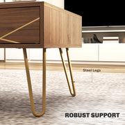 Modern Coffee Table with Gold Hairpin Legs and Drawers for Living Room 100cm by HOMCOM