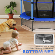 Kids Trampoline With Safety Enclosure For Indoor Or Garden Play 4ft 6in Blue AOSOM