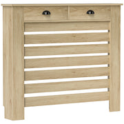 Radiator Cover with Slatted Front and Storage Drawer for Safe Family Homes Oak Homcom