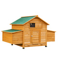 Wooden Chicken Coop with Nesting Boxes and Removable Tray for 2-4 Chickens Yellow by PawHut