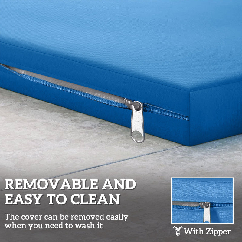 Sky Blue Garden Seat Cushion Pads Set of 3 for Rattan Furniture by Outsunny