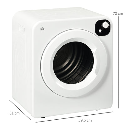 6kg Vented Tumble Dryer with 7 Drying Programs Freestanding and Wall Mountable White AOSOM