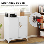 Metal Storage Cabinet with Lockable Doors for Secure Home or Office Organisation White AOSOM