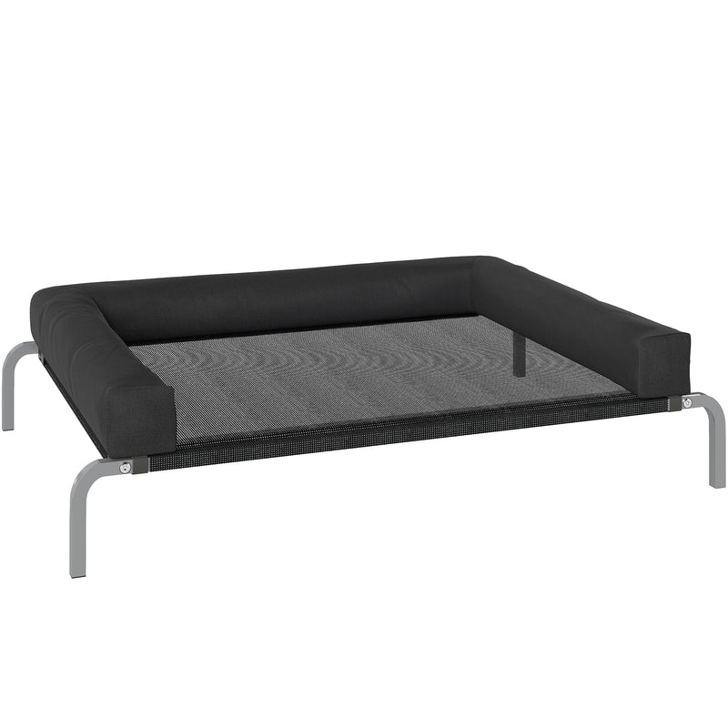 Raised Pet Bed for Medium Dogs or Cats with Cooling Mesh and Support Pillow Black AOSOM