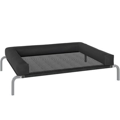 Raised Pet Bed for Medium Dogs or Cats with Cooling Mesh and Support Pillow Black AOSOM