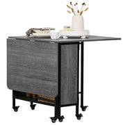 Extendable Drop Leaf Dining Table for 6 People Space Saving Design for Home Grey Black