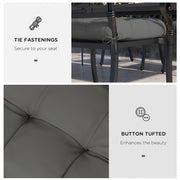 Charcoal Grey 4 Piece Garden Chair Cushion Set With Ties For Indoor Or Outdoor Use