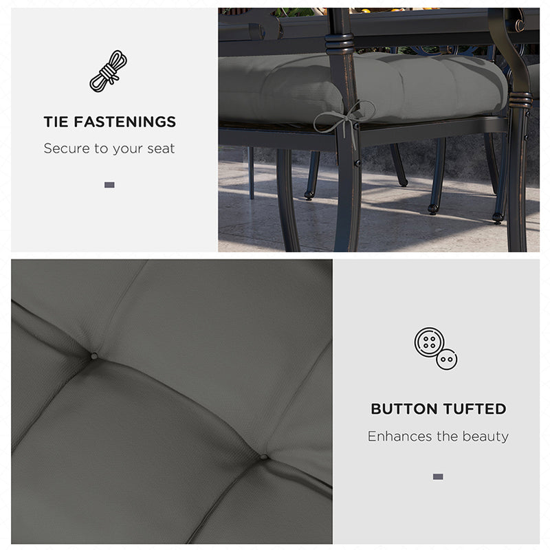 Charcoal Grey 4 Piece Garden Chair Cushion Set With Ties For Indoor Or Outdoor Use