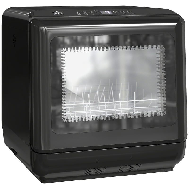 Mini Table Top Dishwasher with 6 Programmes LED Touch Control and Air Drying, White