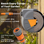 Retractable Garden Hose Reel With 40m Tangle Free Hose for Easy Watering and Cleaning Orange Outsunny