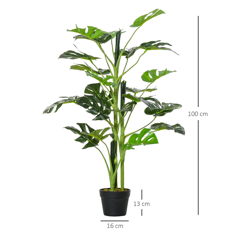 100cm Artificial Monstera Tree With Nursery Pot For Indoor Or Outdoor Display Green