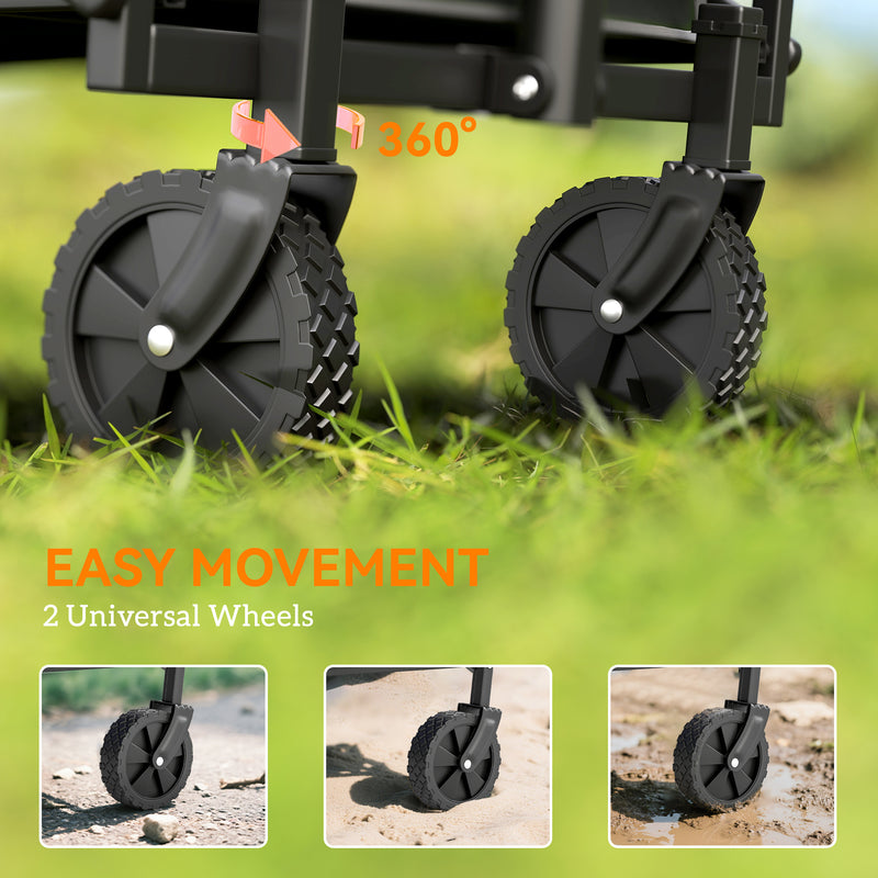 Folding Festival Trolley Wagon With Adjustable Handle 60kg Load Capacity Grey