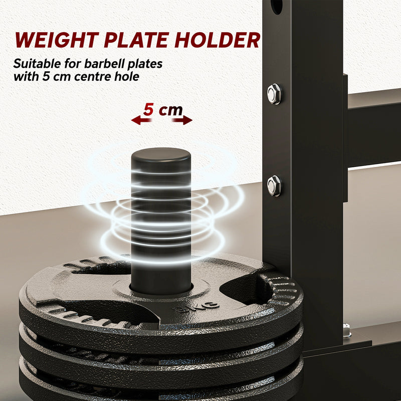 Adjustable Squat Rack for Safe Home Strength Training with Weight Plate Storage Black AOSOM