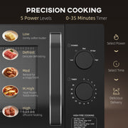 23L 800W Small Black Manual Microwave With 5 Power Levels and Defrost by HOMCOM