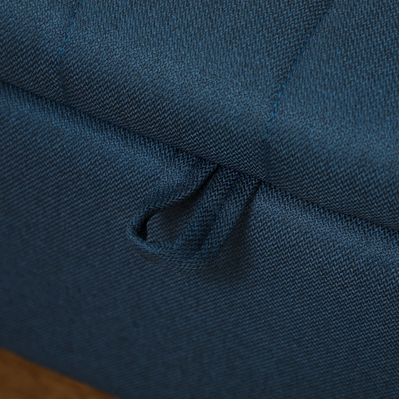 Linen Look Storage Ottoman Bench With Lift Up Lid For Living Room Or Bedroom Dark Blue