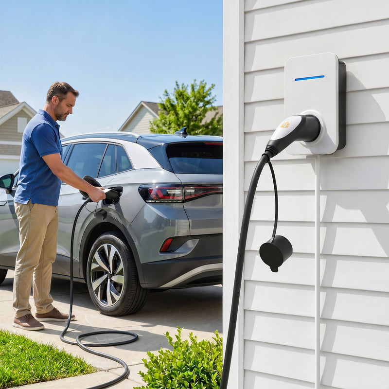 EV Charging Cable 10m Type 2 to Type 2 for Easy Long Reach Home or Public Charging Black White