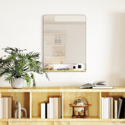 Wall Mounted Mirror with Storage Shelf Ideal for Hallway or Bathroom Use Black AOSOM