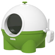 Large Covered Cat Litter Box With Scoop and Front Entry for Easy Cleaning, Green