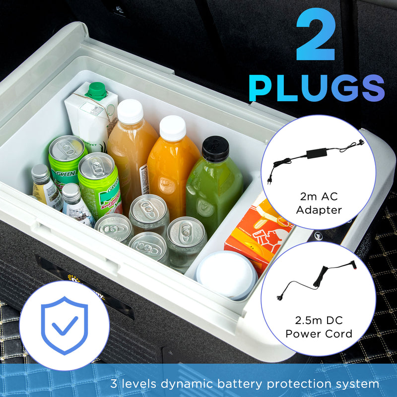 30L Portable Car Fridge with Fast Cooling Ideal for Travel and Camping Grey and Black AOSOM