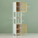 Tall Bathroom Storage Unit Bamboo Blend with Retro Cut Out Design