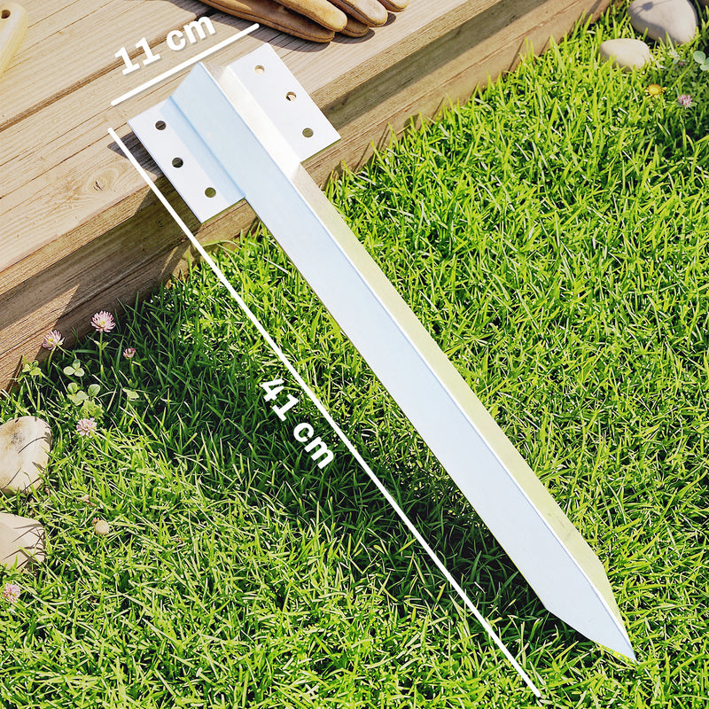 Sleeper Bracket Set for Raised Beds and Garden Borders Galvanised Steel 20 Pack Silver AOSOM