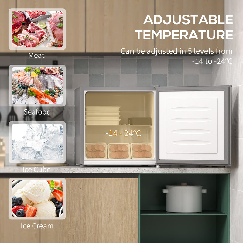 35L Grey Mini Freezer With Adjustable Temperature -24â„ƒ to -14â„ƒ by HOMCOM