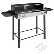 Charcoal Rotisserie BBQ Grill Roaster With Adjustable Grate And Side Shelves For Chicken