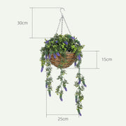 Set of 2 Artificial Lavender Plants in Hanging Baskets Faux Silk Flowers for Indoor Outdoor Decor by HOMCOM