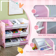 5 Piece Kids Princess Bedroom Furniture Set With Bed Storage and Dressing Table Pink AOSOM