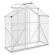 Walk In Polycarbonate Greenhouse With Sliding Door Rain Gutter And Base Frame Silver