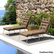 Set of 2 Khaki Sun Lounger Cushions 190x56x10cm UPF20+ Thick Sunbed Pads with Ties by Outsunny