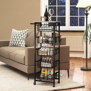 Mobile Kitchen Island with Five Storage Baskets and Lockable Wheels for Easy Movement Grey Black